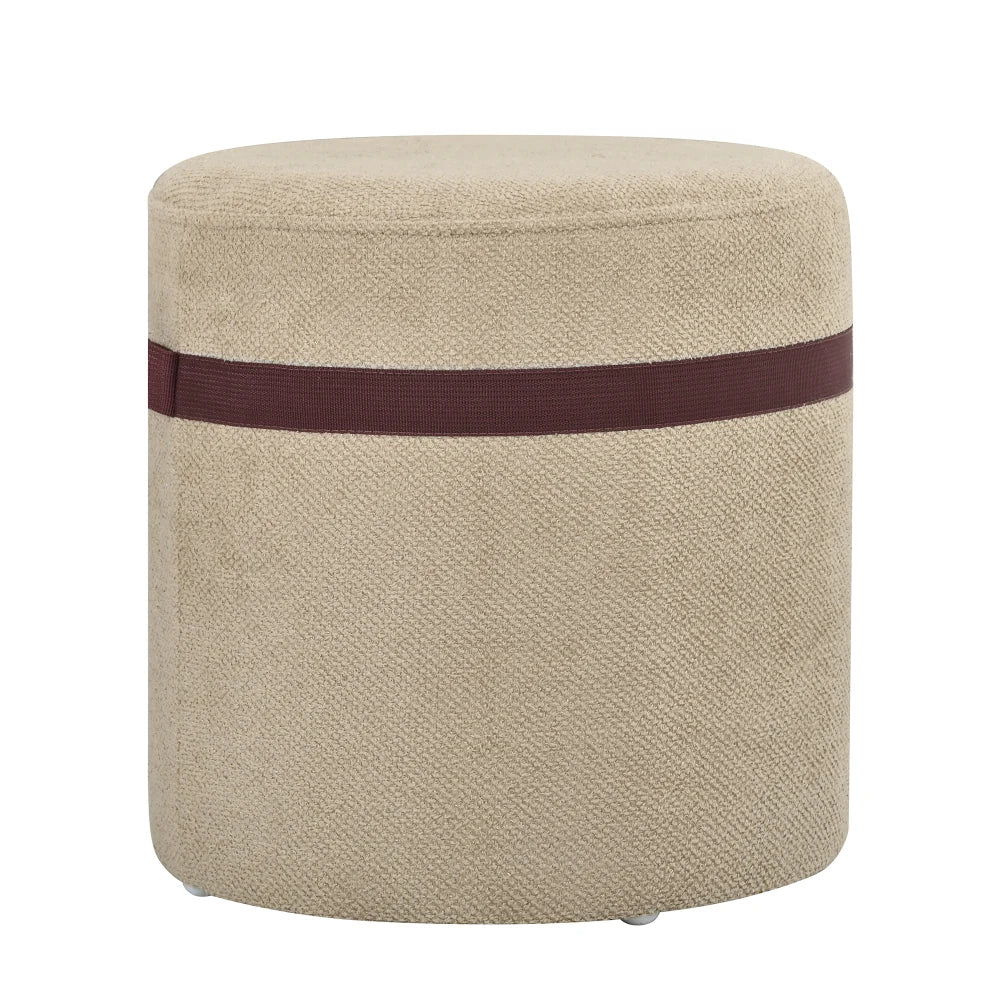 Table basse ovale couleur noyer 108 cm avec 2 tabourets rembourrés, ensemble 3 pièces – vue 5
