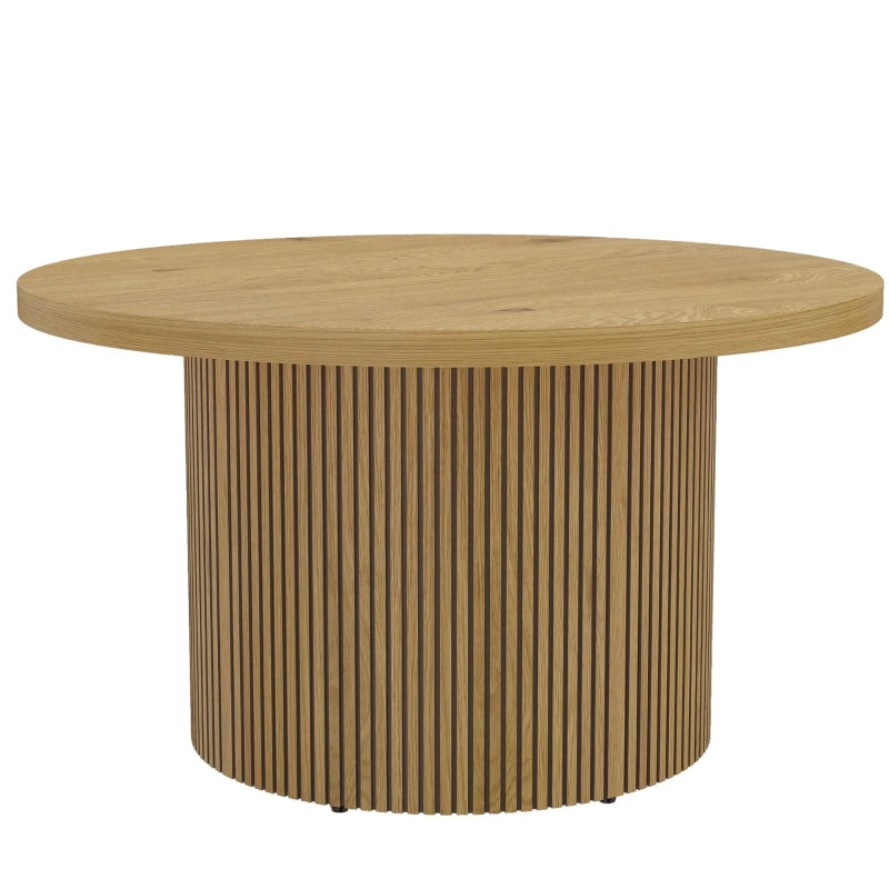 Table basse ronde effet bois naturel 80 cm pied cannelé – vue 5